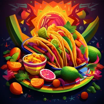 Mexican taco feast in low poly style inspired by Muralism - Image 4