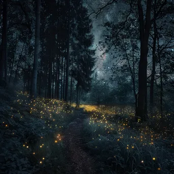 Magical Forest Under Starry Skies