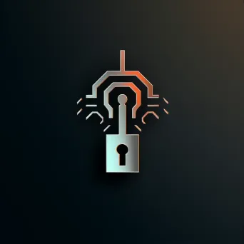 Logo with cybersecurity padlock in silver and black colors - Image 1