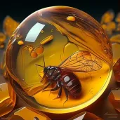 Illustration of prehistoric insects trapped in amber microcosm - Image 1