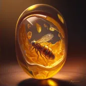 Illustration of prehistoric insects trapped in amber microcosm - Image 2