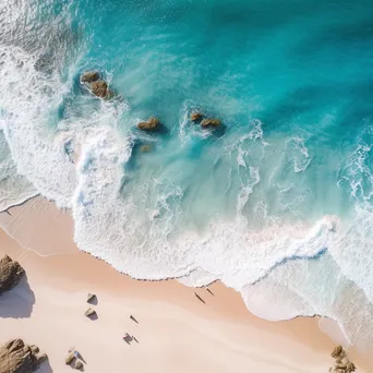 Aerial view of a coastline with turquoise waters and white sands - Image 4