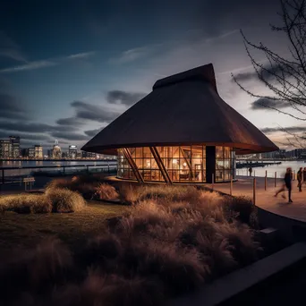 Exhibition of thatching techniques against modern architecture - Image 1