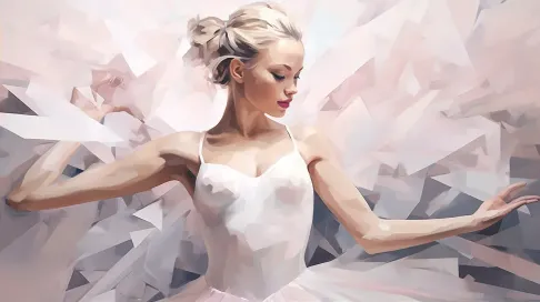 Low poly portrait of a dreamy ballerina in soft pastel colors - Image 2