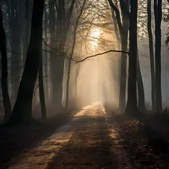 Winding path in a fog-covered forest - Image 2