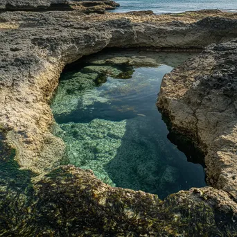 Textured rock formations with crystal clear pools - Image 1