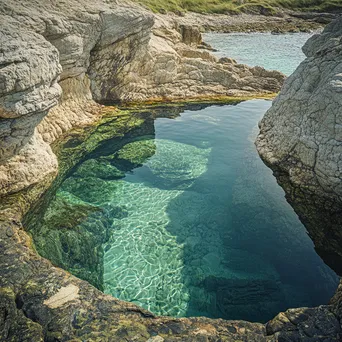 Textured rock formations with crystal clear pools - Image 3