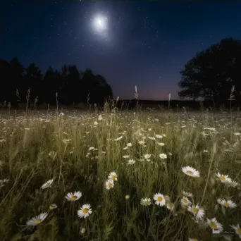 Moonlit meadow with blooming wildflowers - Image 4