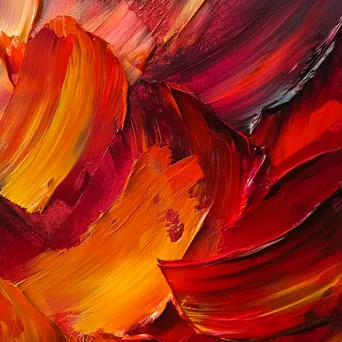 Crimson and orange paint strokes on canvas - Image 3