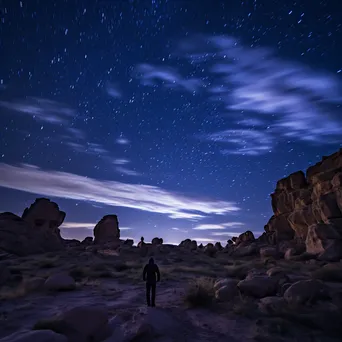 Silhouettes of unique desert rock formations against twilight sky - Image 4