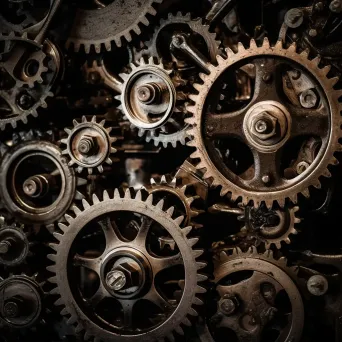 Abstract interconnected gears and organic elements - Image 1