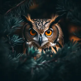 Camouflaged Eagle Owl in Forest