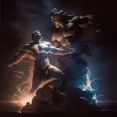 Dramatic image of Zeus battling Titans in Greek mythology - Image 2