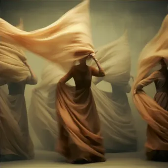 Performance art piece with dancers in flowing fabrics - Image 4