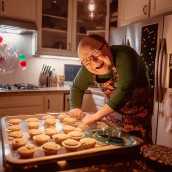 Man with Down syndrome baking cookies in a brightly lit kitchen - Image 2