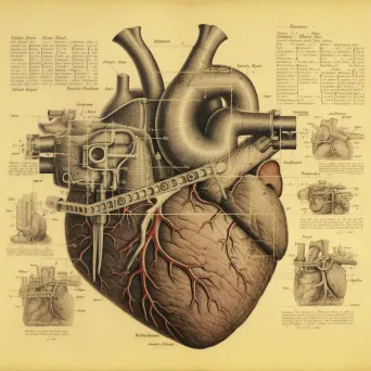 Detailed drawing of human heart