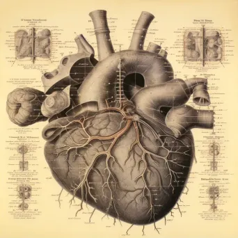 Detailed drawing of human heart