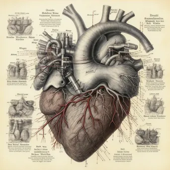 Detailed drawing of human heart