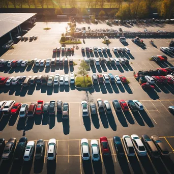 Aerial View of Grocery Store Parking Lot