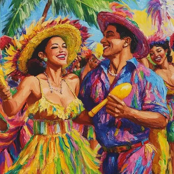 Acrylic painting of energetic dance at Rio Carnival - Image 1