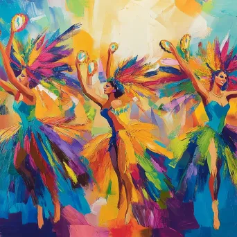 Acrylic painting of energetic dance at Rio Carnival - Image 4