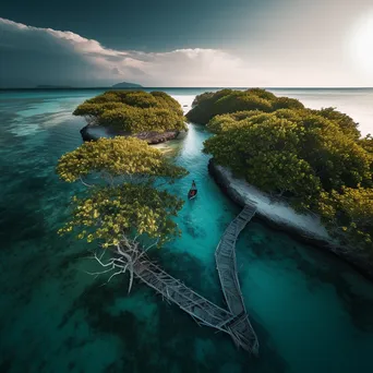 Tropical island with white sand and turquoise waters at sunrise - Image 4