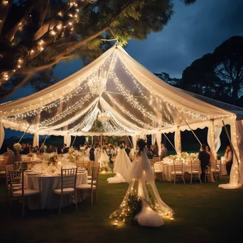 Outdoor wedding reception under a tent - Image 2