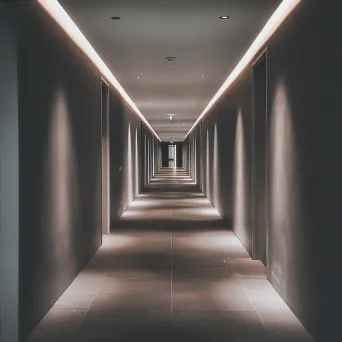 Dimly Lit Minimalist Corridor