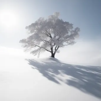 Barren tree shadow with leaves on snowy landscape - Image 3