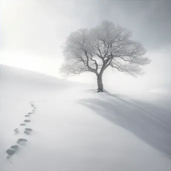 Barren tree shadow with leaves on snowy landscape - Image 4