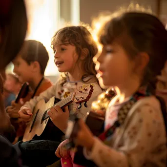 Children playing instruments in music class - Image 2