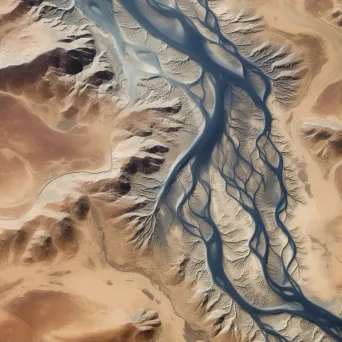 Arid Desert Landscape with Winding River