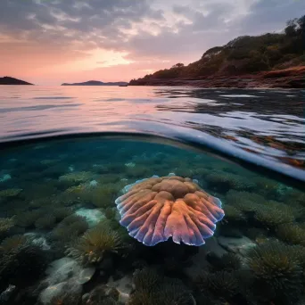 Enchanting coral reef at dusk with jellyfish, shot on a Canon EOS-1D X Mark III. - Image 3