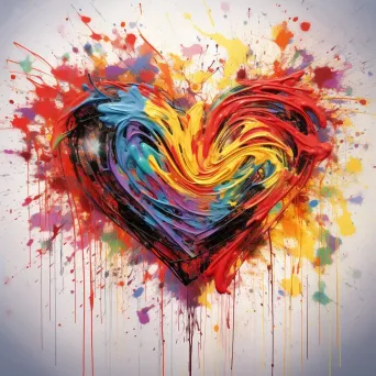 Abstract vivid color splash painting of a heart shape symbolizing the chaos of love - Image 4