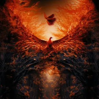 Image of a phoenix rising from ashes in a dark forest - Image 3