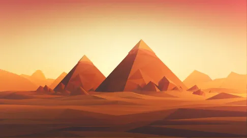 Stylized Egyptian pyramids in geometric, low poly style - Image 1