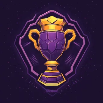 Bold and energetic logo with a trophy icon in purple and yellow - Image 2