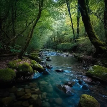 Long exposure photo of a flowing river in a forest - Image 2