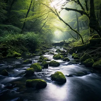 Long exposure photo of a flowing river in a forest - Image 3