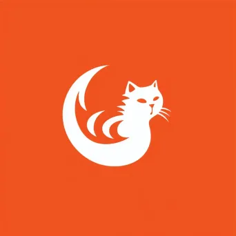 Logo featuring a cat silhouette created by negative space within a stylized fish, in orange and white. - Image 3