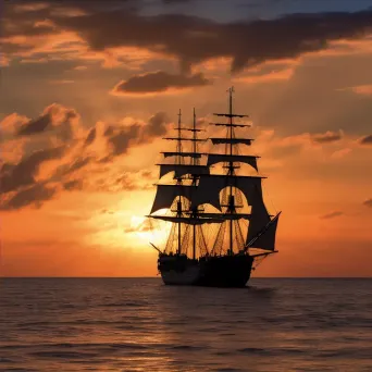 Tall ship sunset silhouette - Image 4