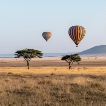 Serengeti National Park savannah with wildlife and hot air balloons - Image 3