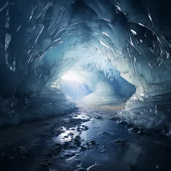 Intricate crystal formations inside a glacier cave with dynamic lighting - Image 1