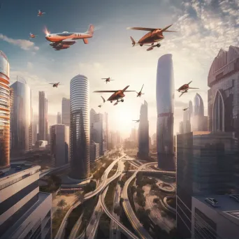 Futuristic city with flying cars and drone deliveries - Image 2