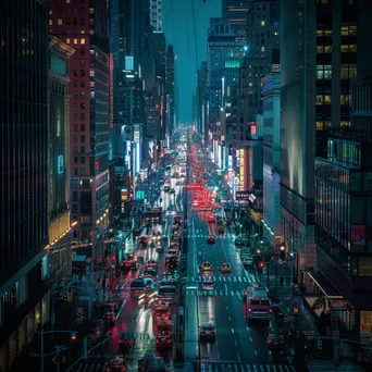 Long exposure city nightscape with light trails from moving cars - Image 4