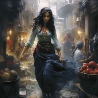 Young woman navigating through a bustling exotic market - Image 3