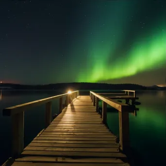 Northern lights lakeside pier - Image 3