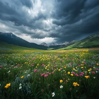 Rain Shower in Alpine Meadow