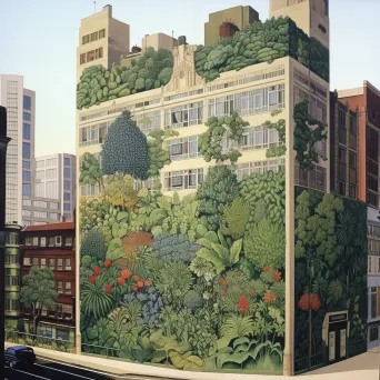 Urban greenery contrast mural on an urban building - Image 2