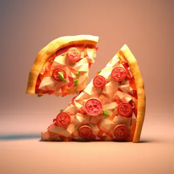 Gourmet pizza slices in low poly style with Italian Futurist elements - Image 1